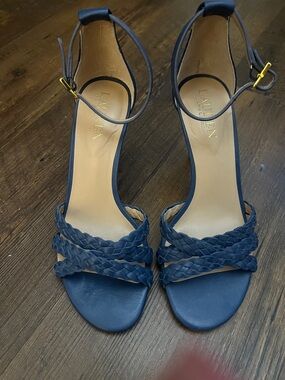 Lauren Ralph Lauren Navy Braided Ankle-Strap Heels